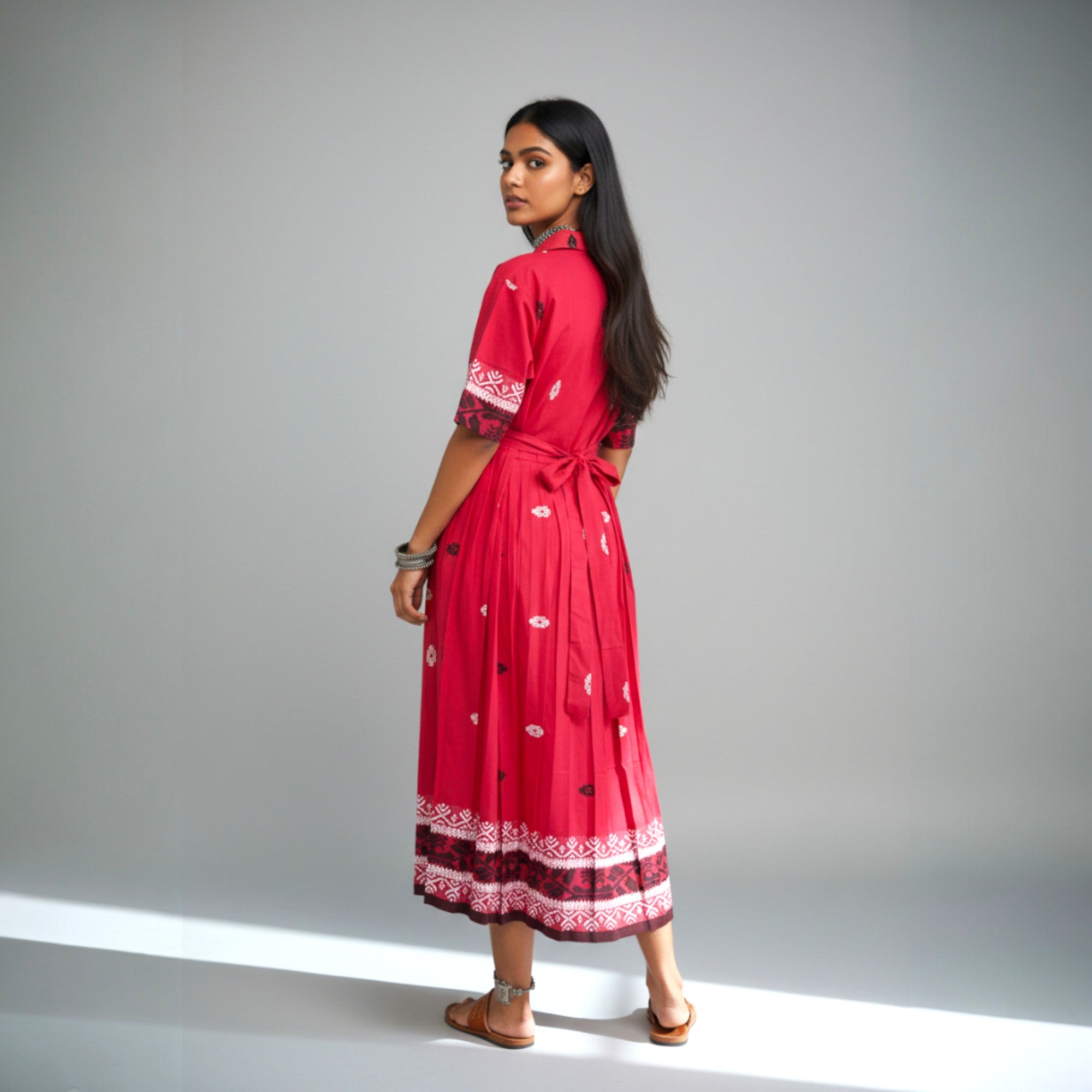 Red Handloom Cotton Dress