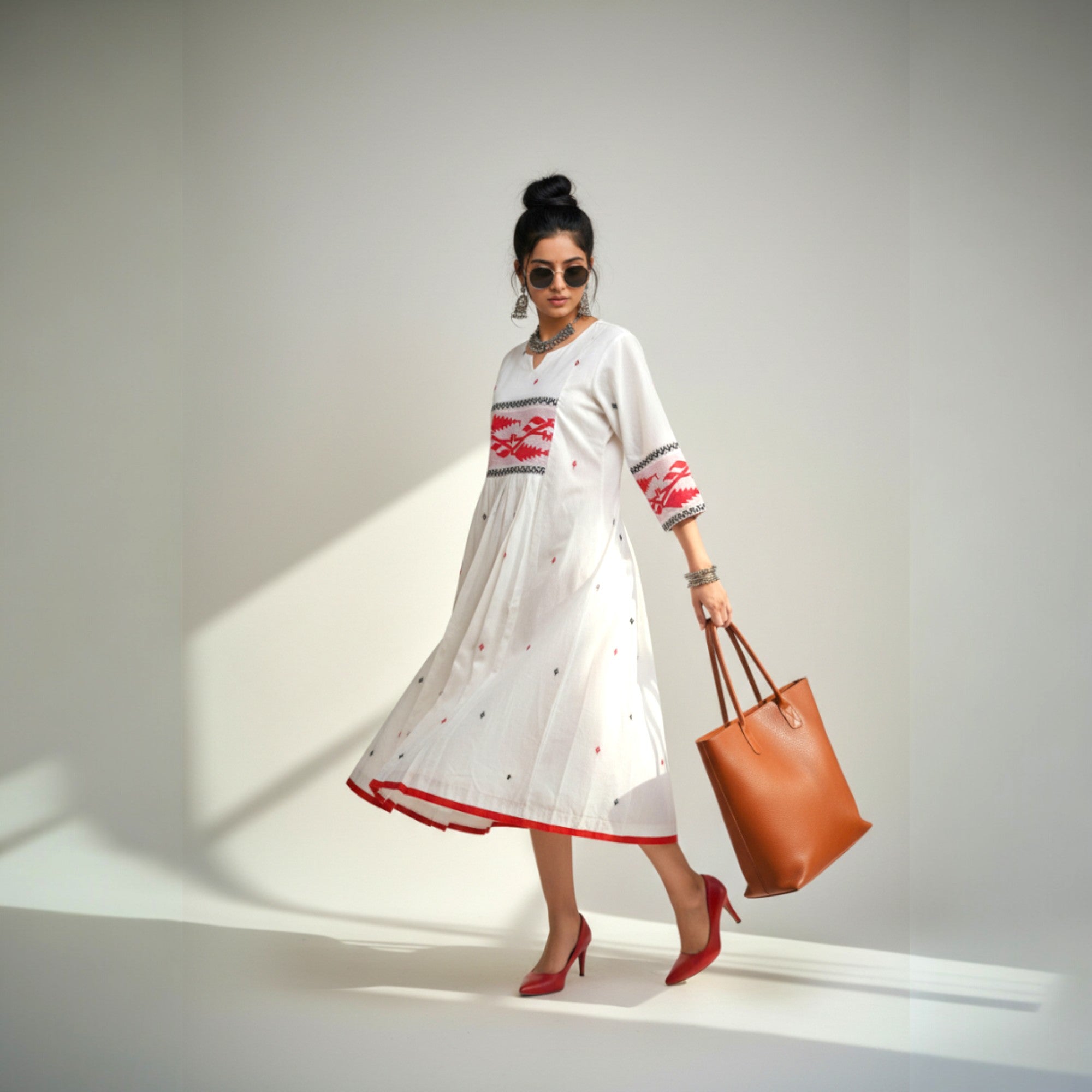 White Jamdani Cotton Dress