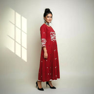 Red Jamdani Cotton Dress