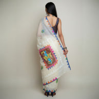 Cream Handpainted Cotton Saree