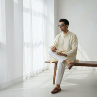 Cream Chikankari Cotton Kurta