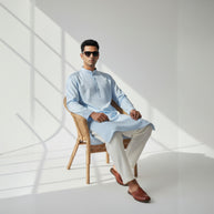 Light Blue Chikankari Cotton Kurta