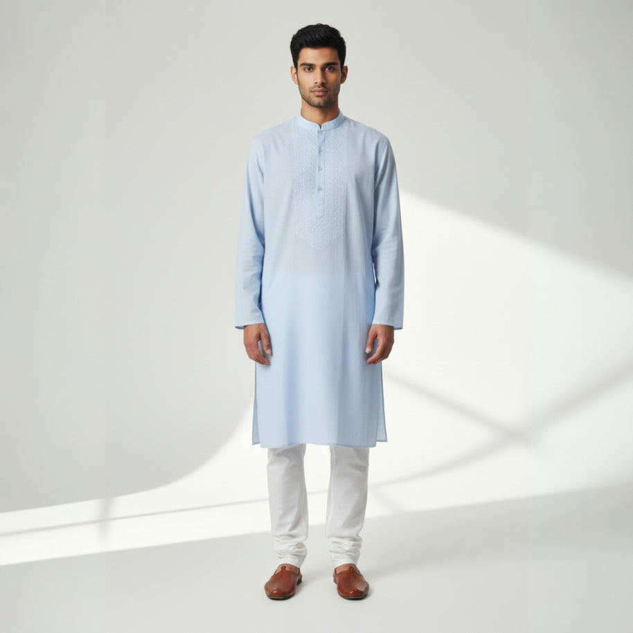 Light Blue Chikankari Cotton Kurta