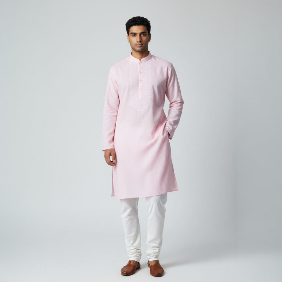 Light Pink Chikankari Cotton Kurta