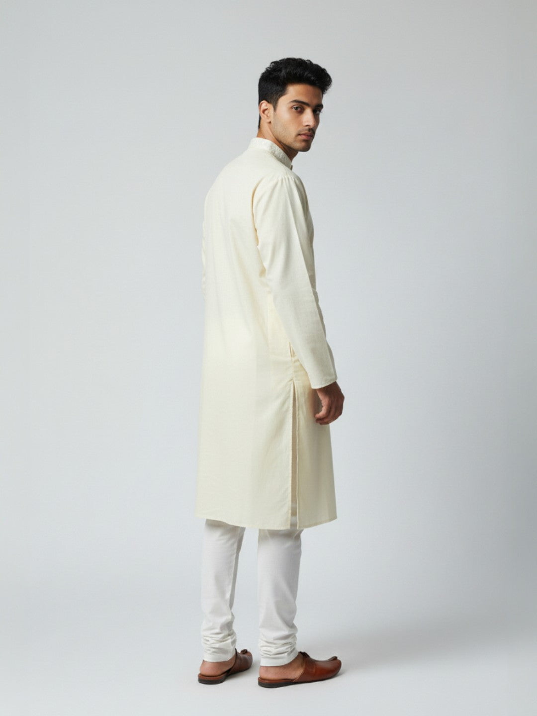 Cream Chikankari Cotton Kurta
