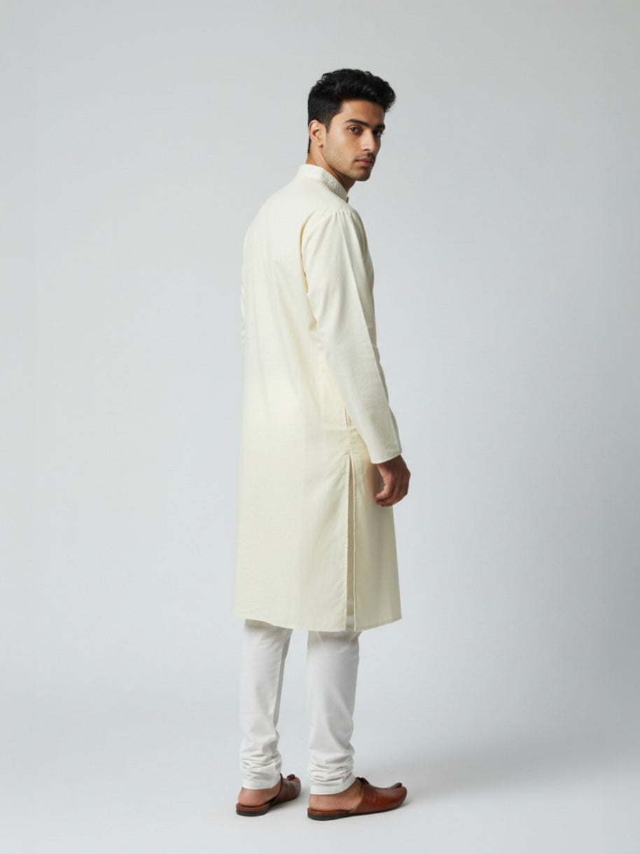 Cream Chikankari Cotton Kurta