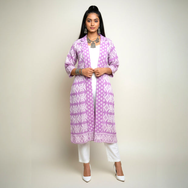 Lilac Jamdani Cotton Shrug