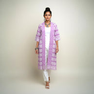 Lilac Jamdani Cotton Shrug