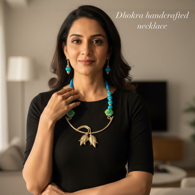 Lotus Hasli Dhokra Necklace