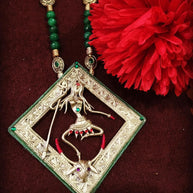Maa Durga Diamond Dhokra Brass Necklace