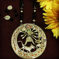Maa Durga Round Dhokra Brass Necklace