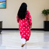 Magenta Pink Bandhej Womens Silk  Kurta