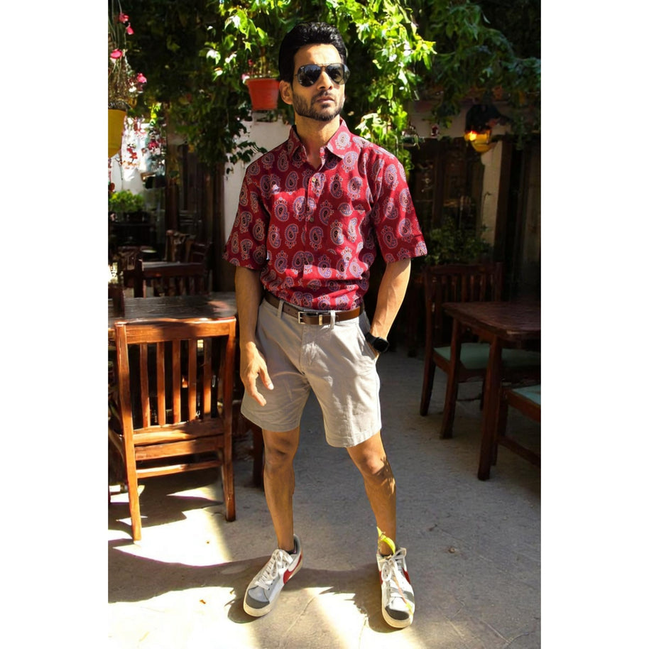 Artsy Hand Block Print Mens Shirt