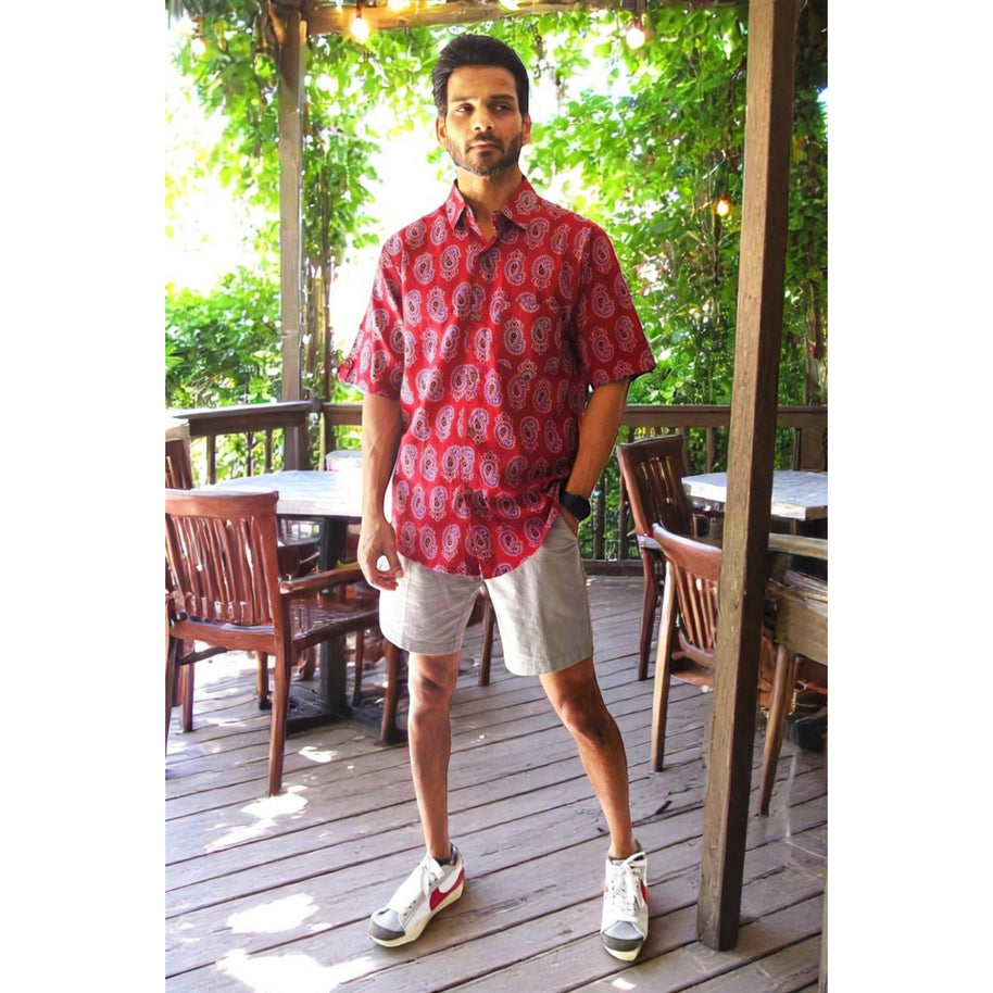 Artsy Hand Block Print Mens Shirt
