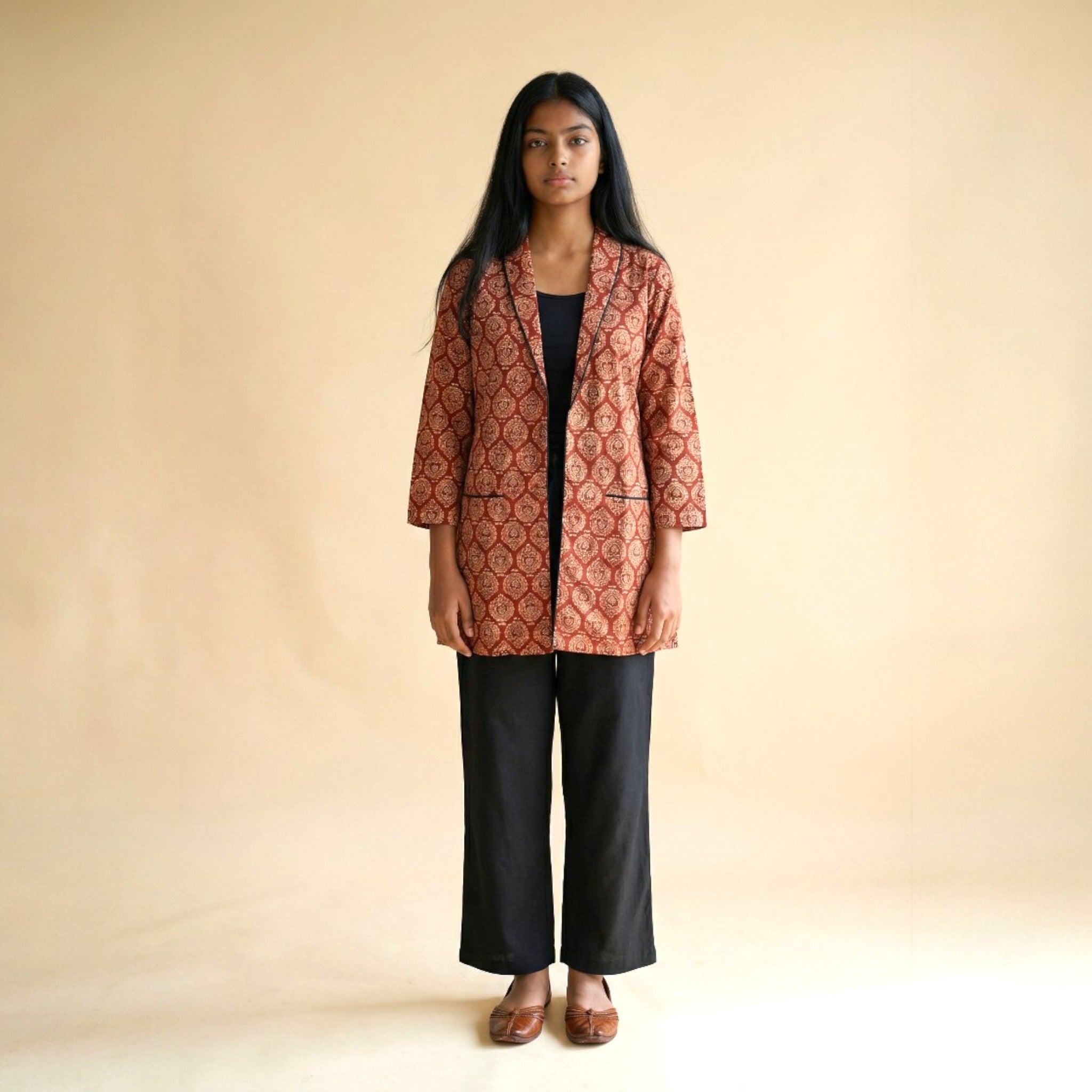 Maroon Ajrakh Cotton Blazers