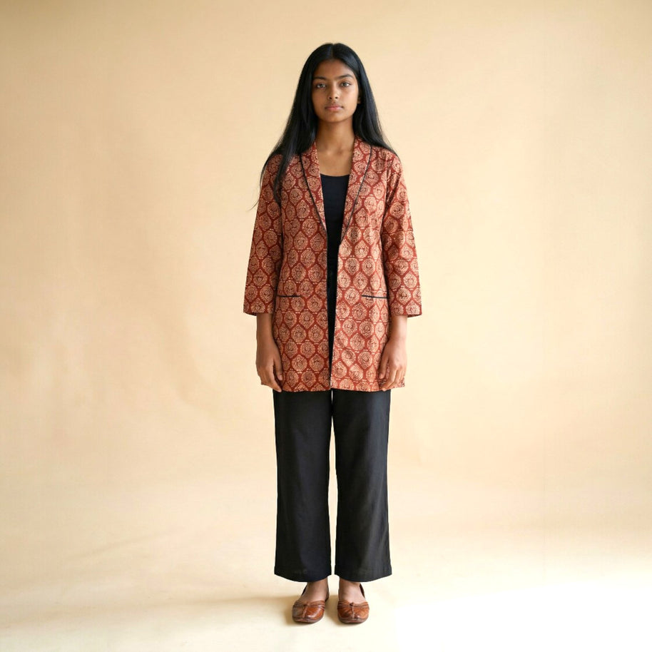Maroon Ajrakh Cotton Blazers