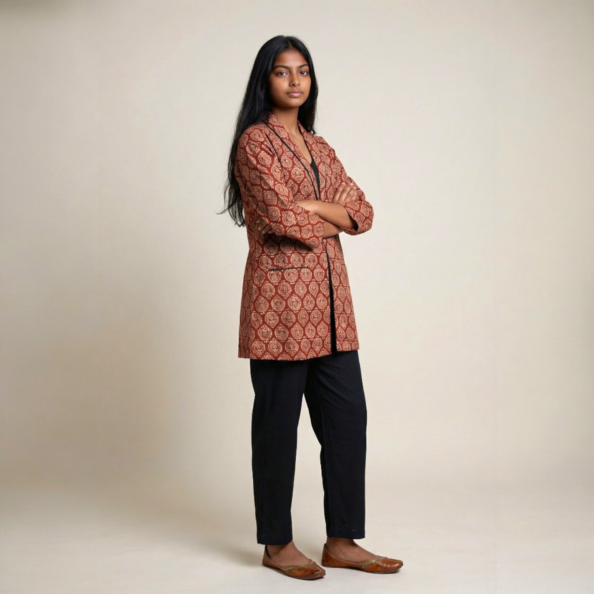 Maroon Ajrakh Cotton Blazers