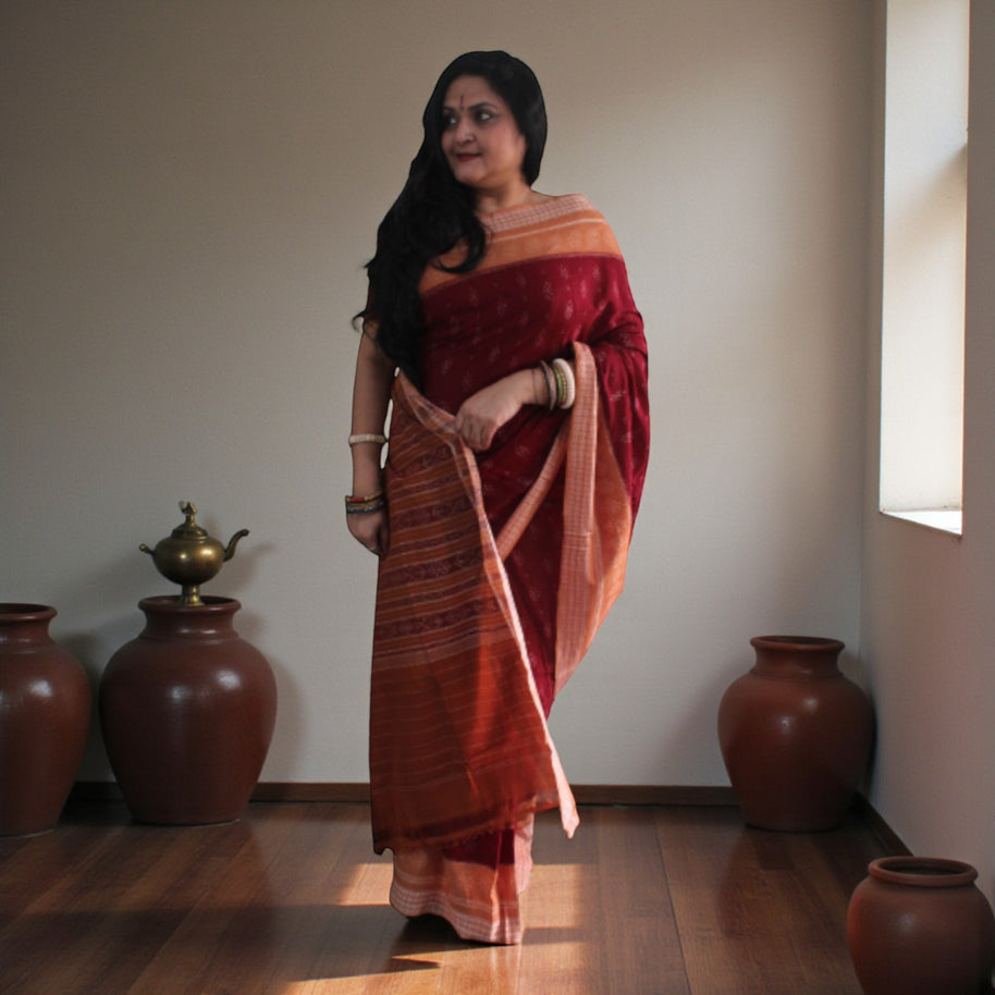 Traditional Handwoven Sambalpuri Cotton Saree