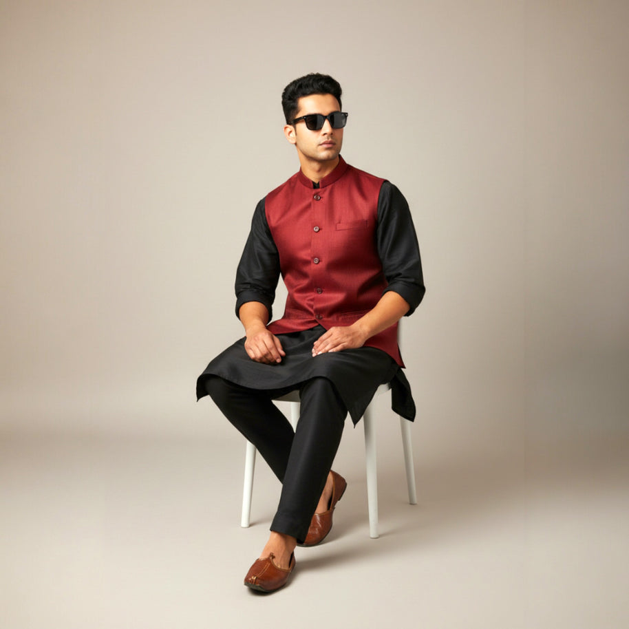 Maroon Modal Silk Jacket