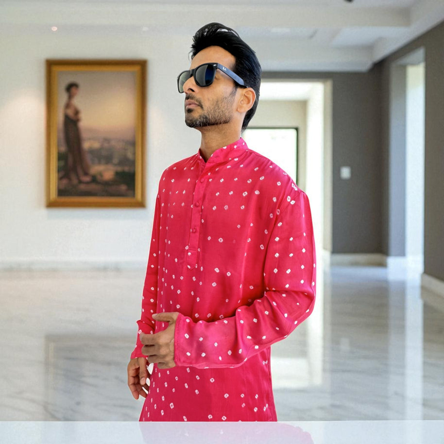 Gulbahar Bandhani Modal Silk Kurta