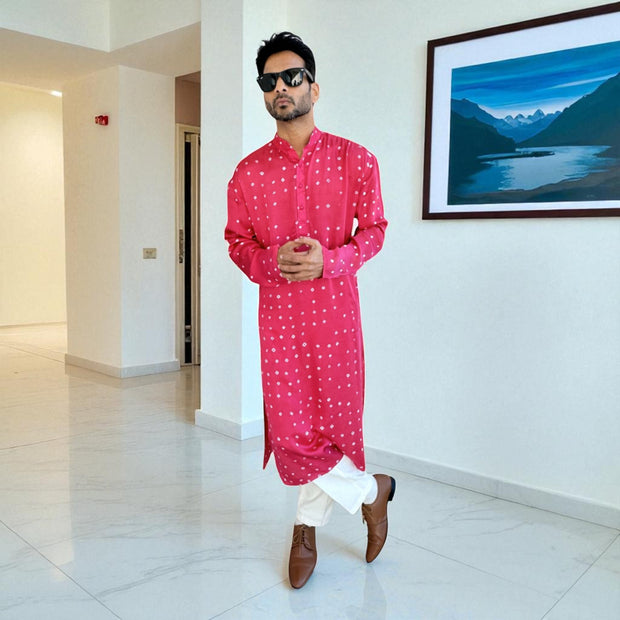 Gulbahar Bandhani Modal Silk Kurta