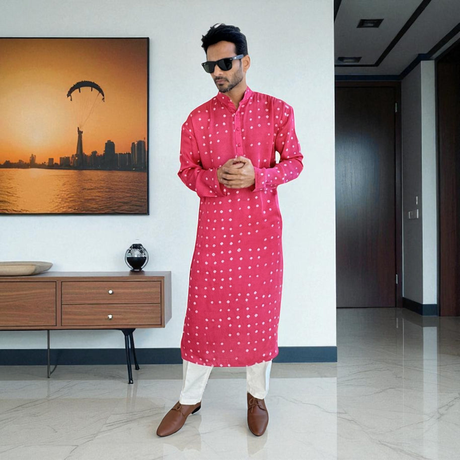 Gulbahar Bandhani Modal Silk Kurta
