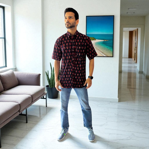 Artsy Hand Block Print Mens Shirt