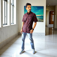 Artsy Hand Block Print Mens Shirt