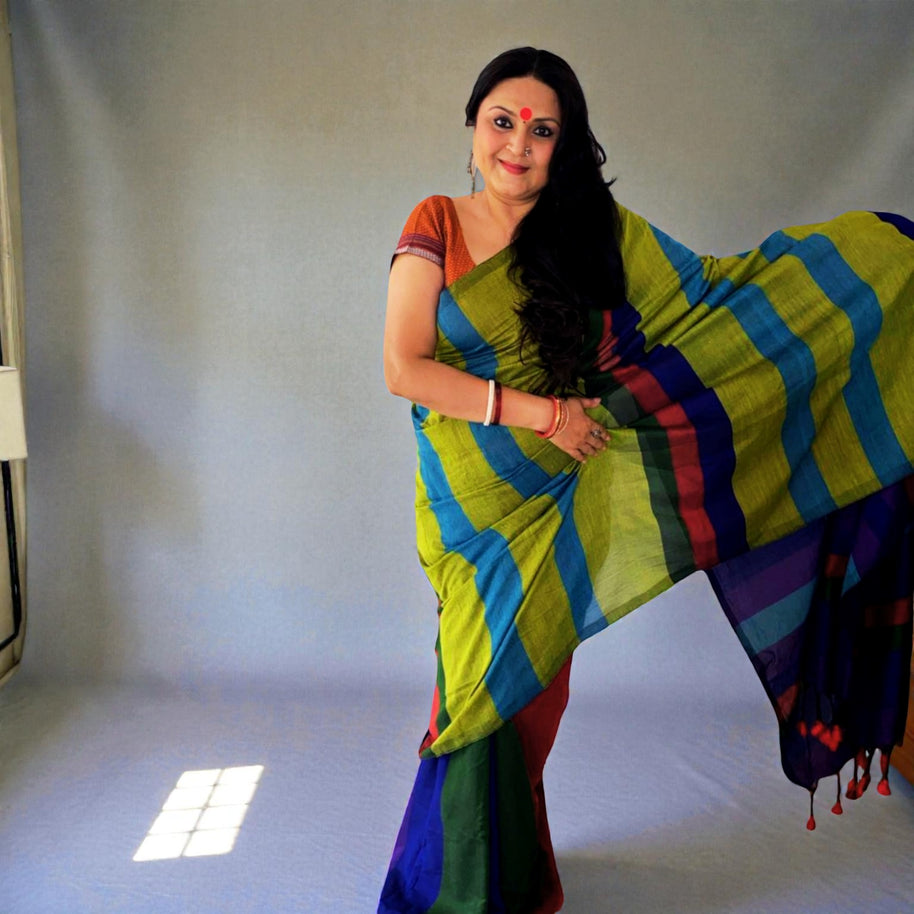 Multi Handloom Cotton Saree