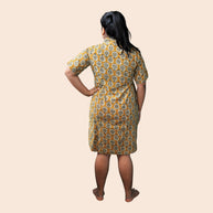 Green Handblock Cotton Shift Dress