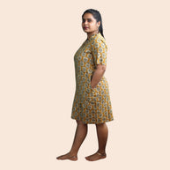 Green Handblock Cotton Shift Dress