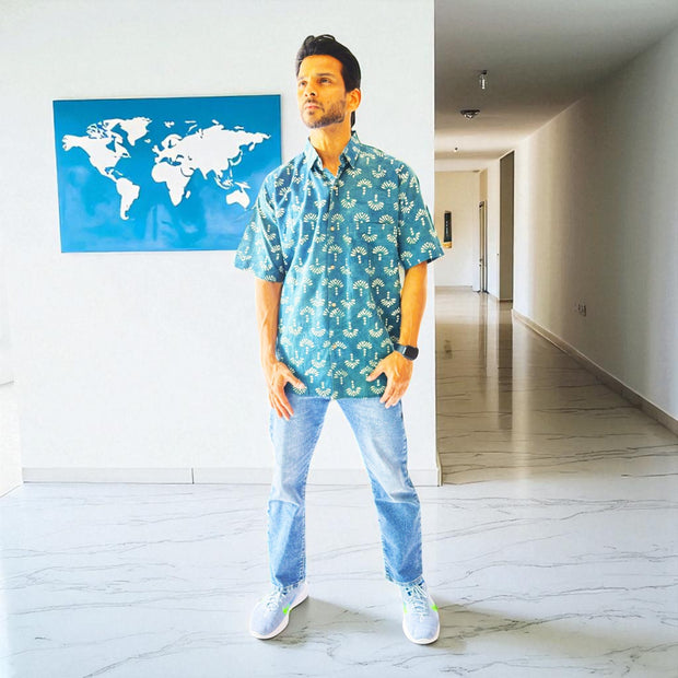 Artsy Hand Block Print Mens Shirt
