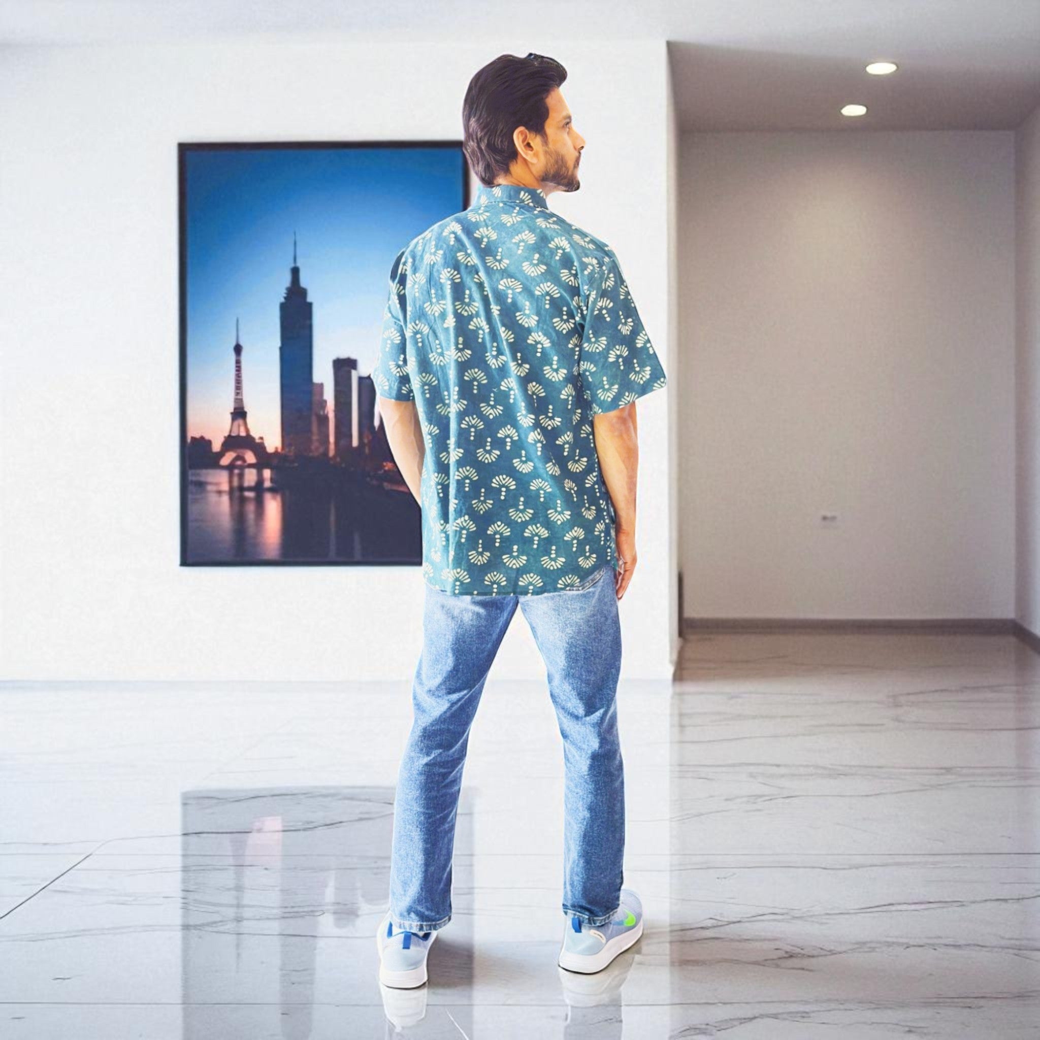 Artsy Hand Block Print Mens Shirt