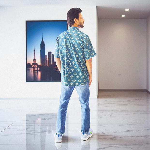 Artsy Hand Block Print Mens Shirt