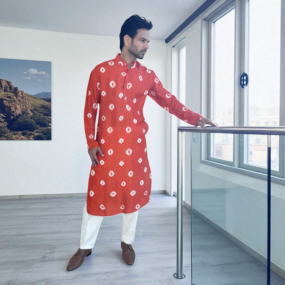 Tanger Bandhani Silk Kurta
