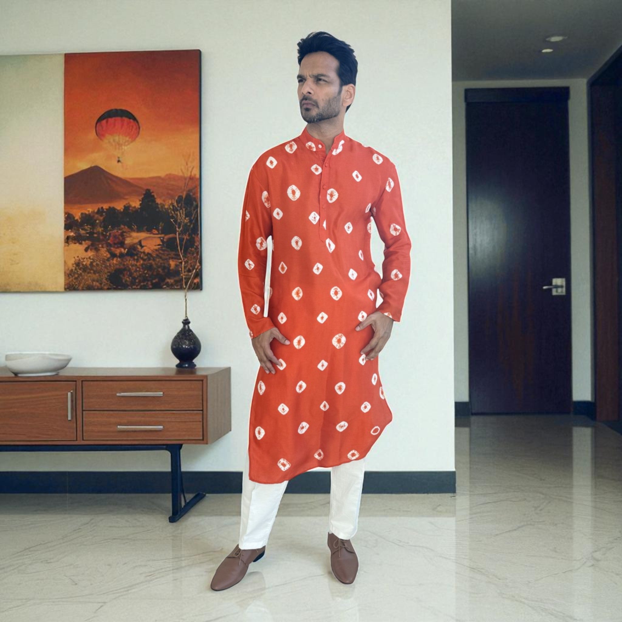 Tanger Bandhani Silk Kurta