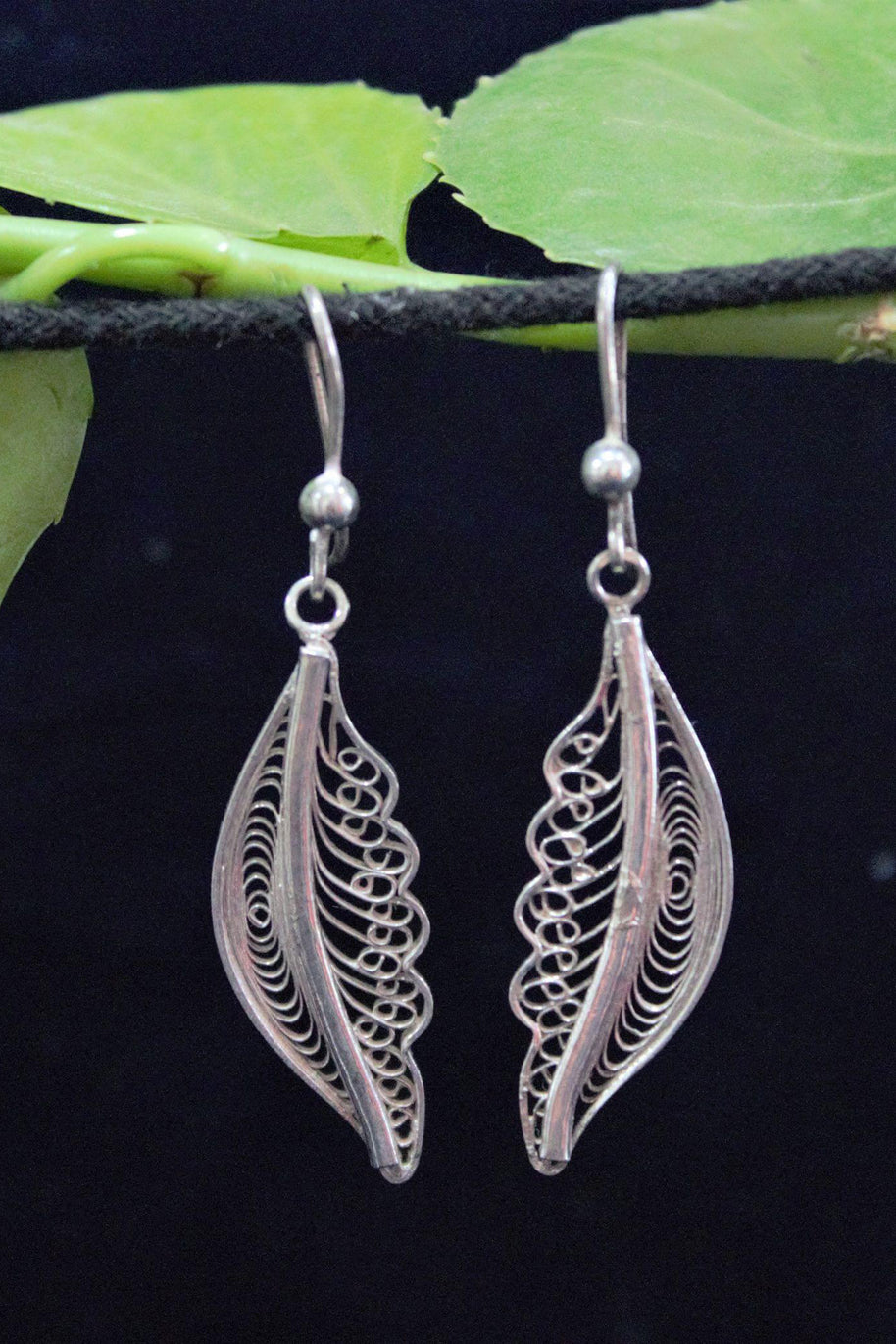 Auger Silver Filigree Earrings Oxidised