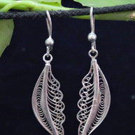 Auger Silver Filigree Earrings Oxidised