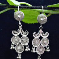 Crest Earrings Silver Filigree