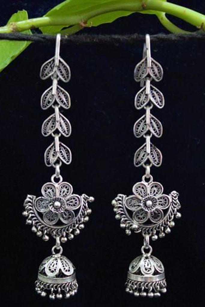 Oxidised Silver Filigree Traditional Floral Kaanphool