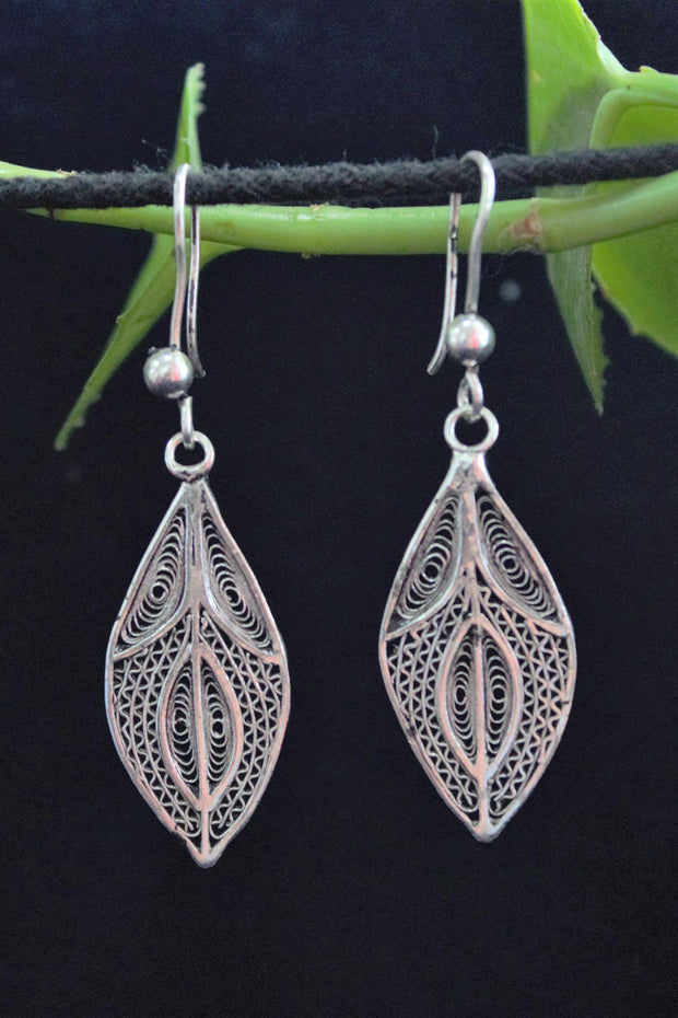 Willow Silver Filigree Earrings Oxidised