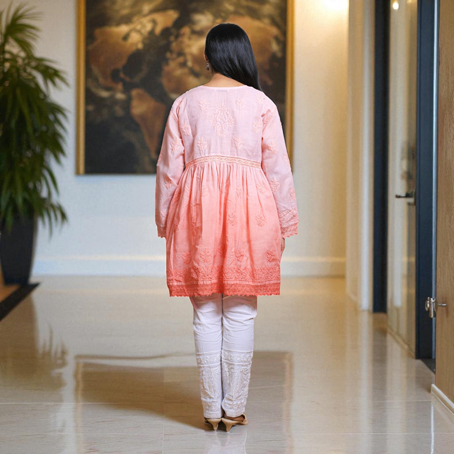 Ombre Elegance Chikankari Cotton Short Kurti