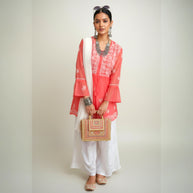 Pink Chikankari Georgette Short Kurti Set