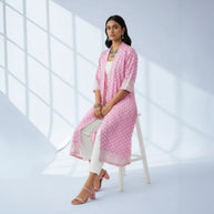 Pink Jamdani Cotton Shrug