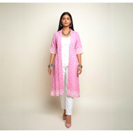 Pink Jamdani Cotton Shrug