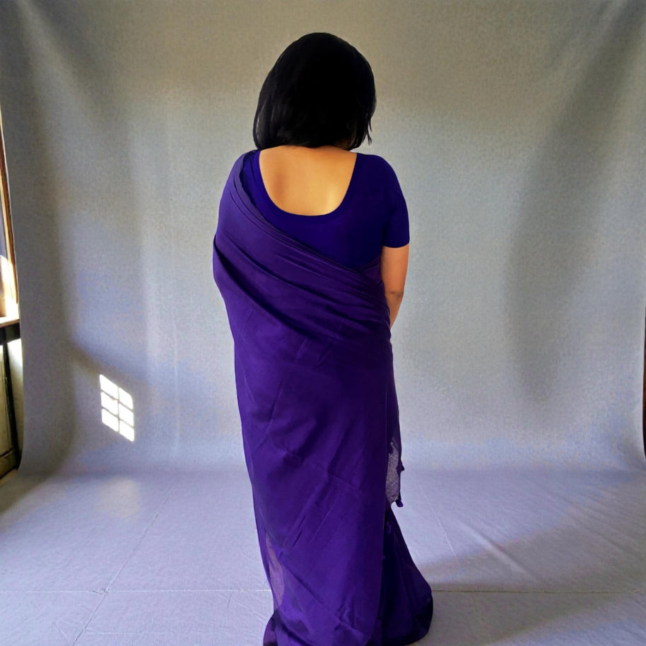 Purple Handloom Cotton Saree