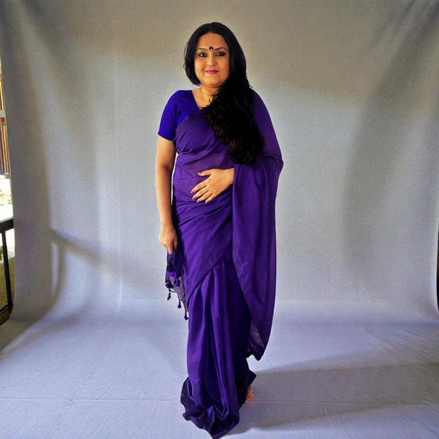 Purple Handloom Cotton Saree