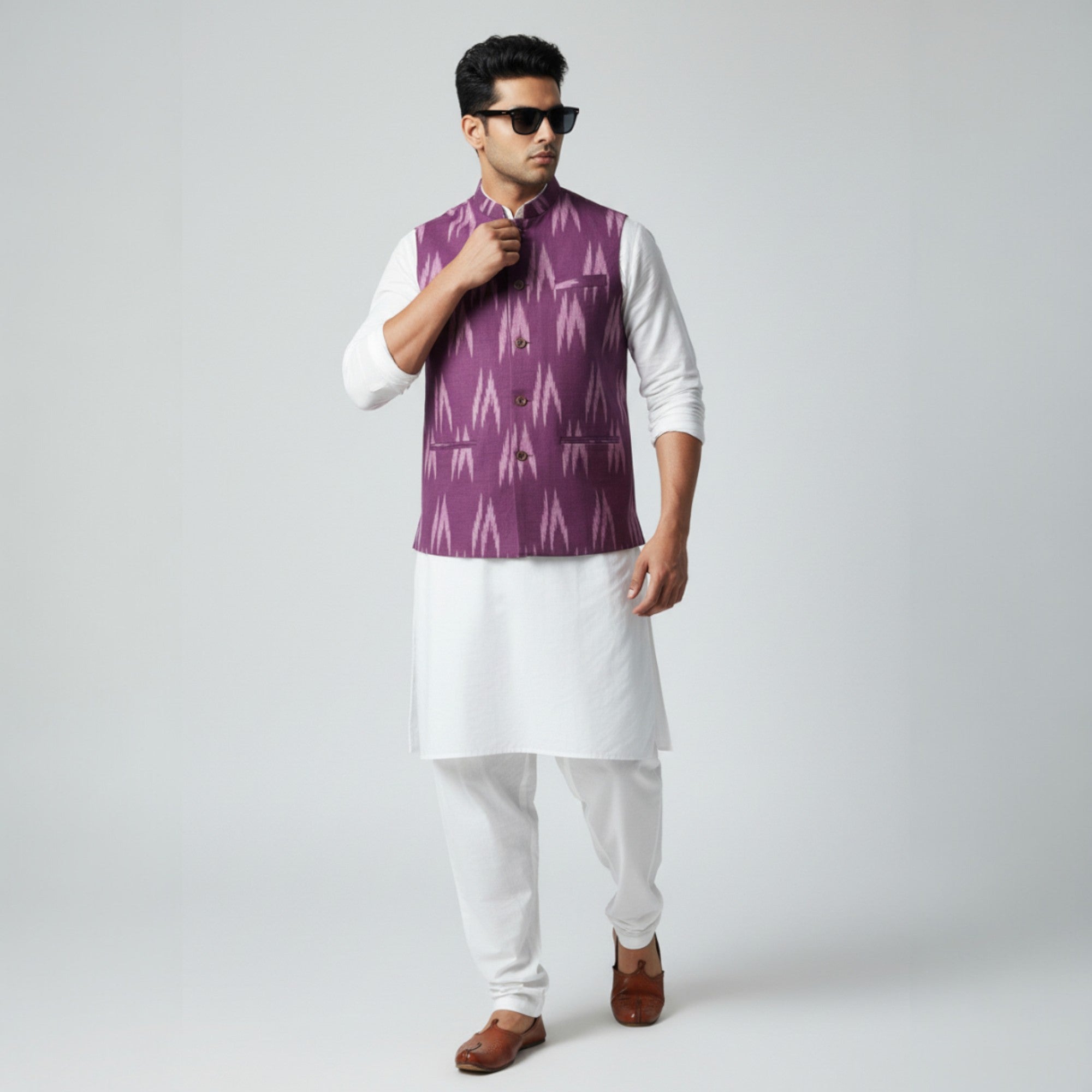 Purple Ikat Cotton Jacket