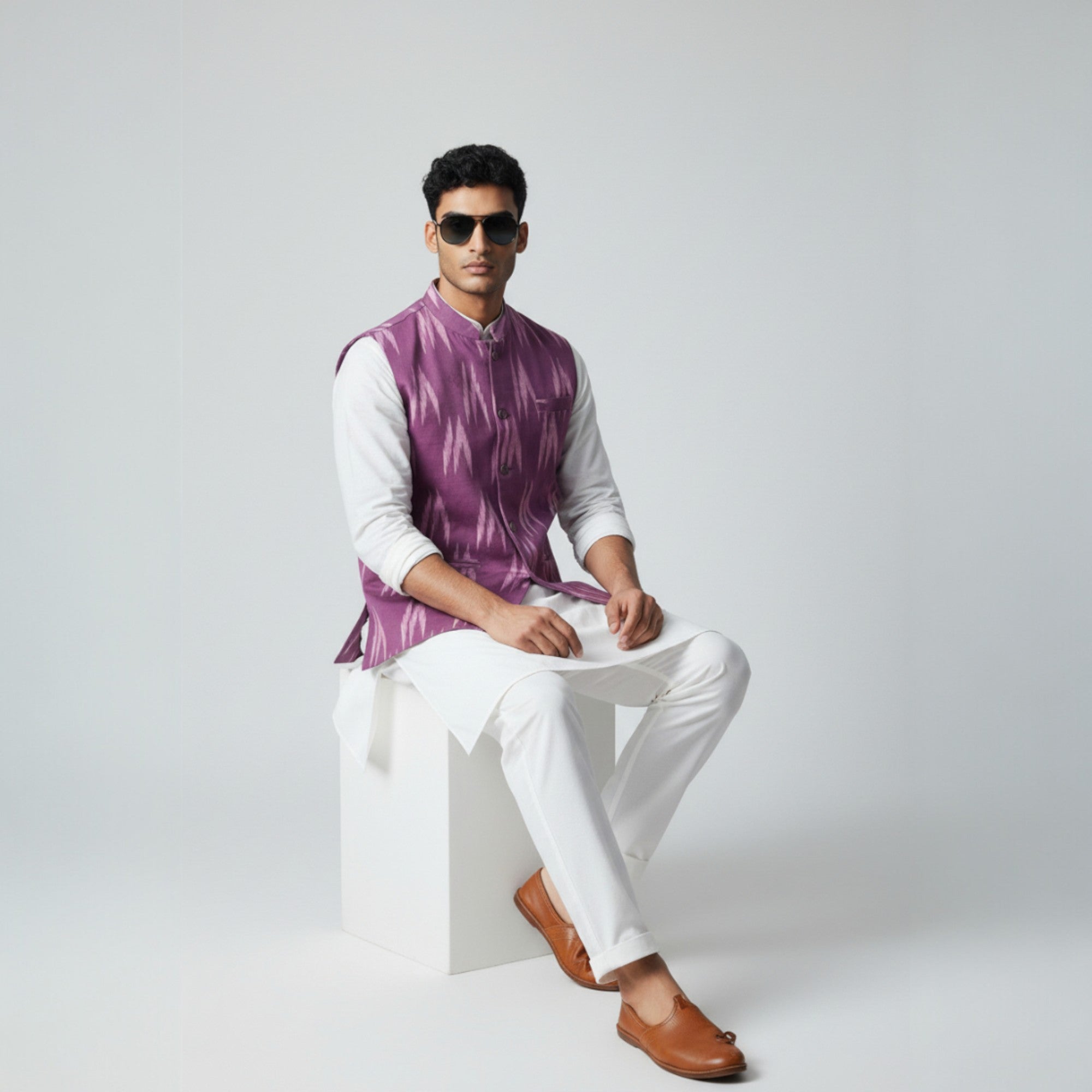 Purple Ikat Cotton Jacket