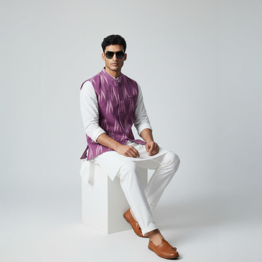 Purple Ikat Cotton Jacket